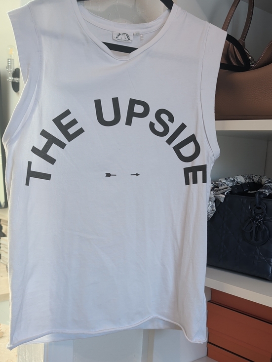 The Upside Tops - The Upside White Tank with Black Logo Detail